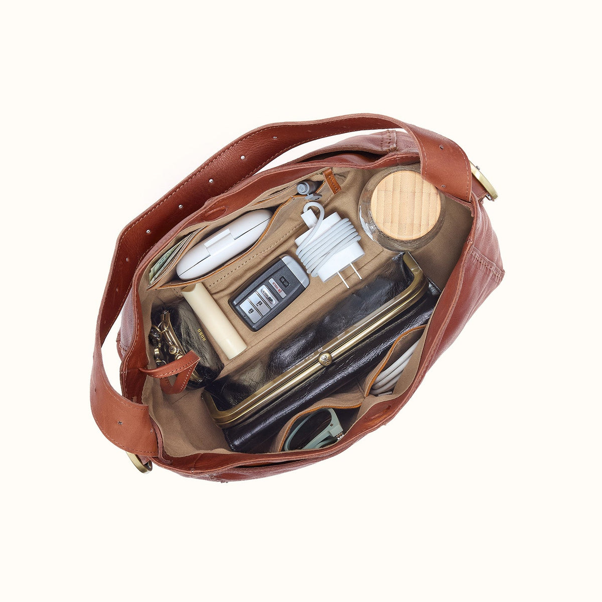 Render Shoulder Bag In Washed Leather - Kindling Brown