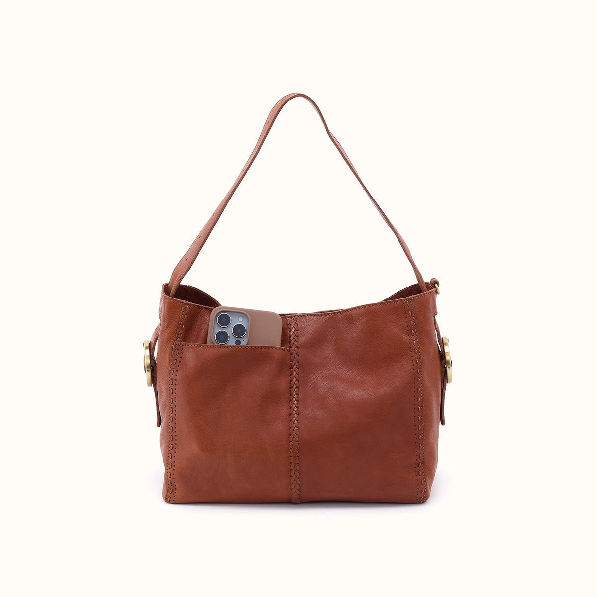 Render Shoulder Bag In Washed Leather - Kindling Brown