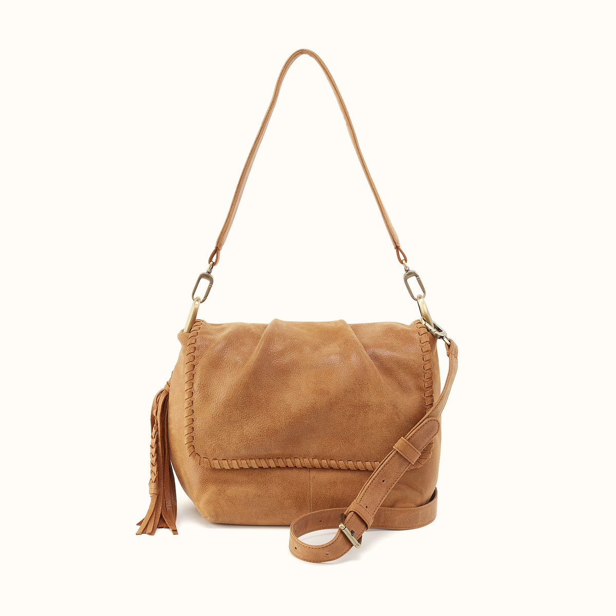 Harley Convertible Shoulder Bag In Buffed Leather - Whiskey