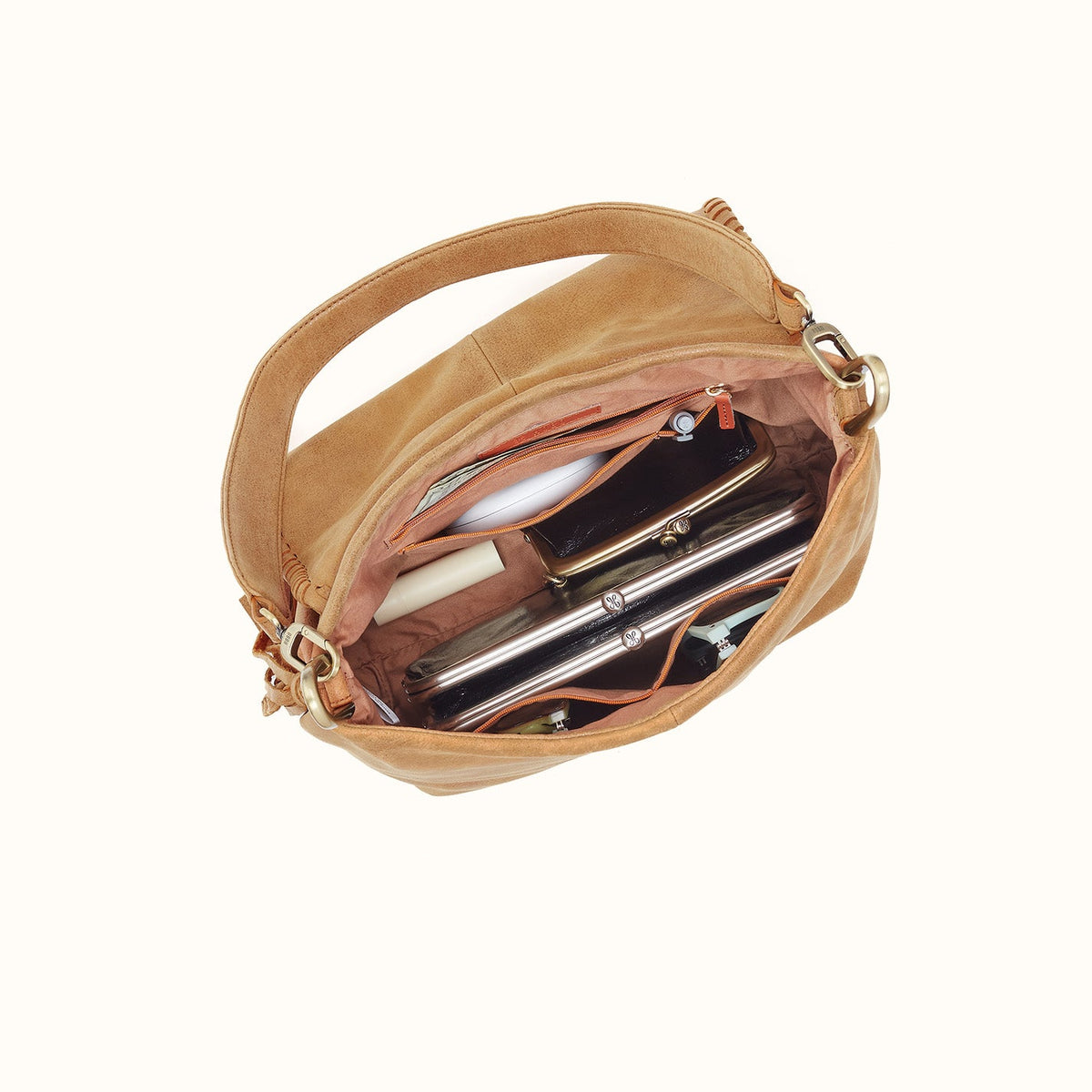 Harley Convertible Shoulder Bag In Buffed Leather - Whiskey