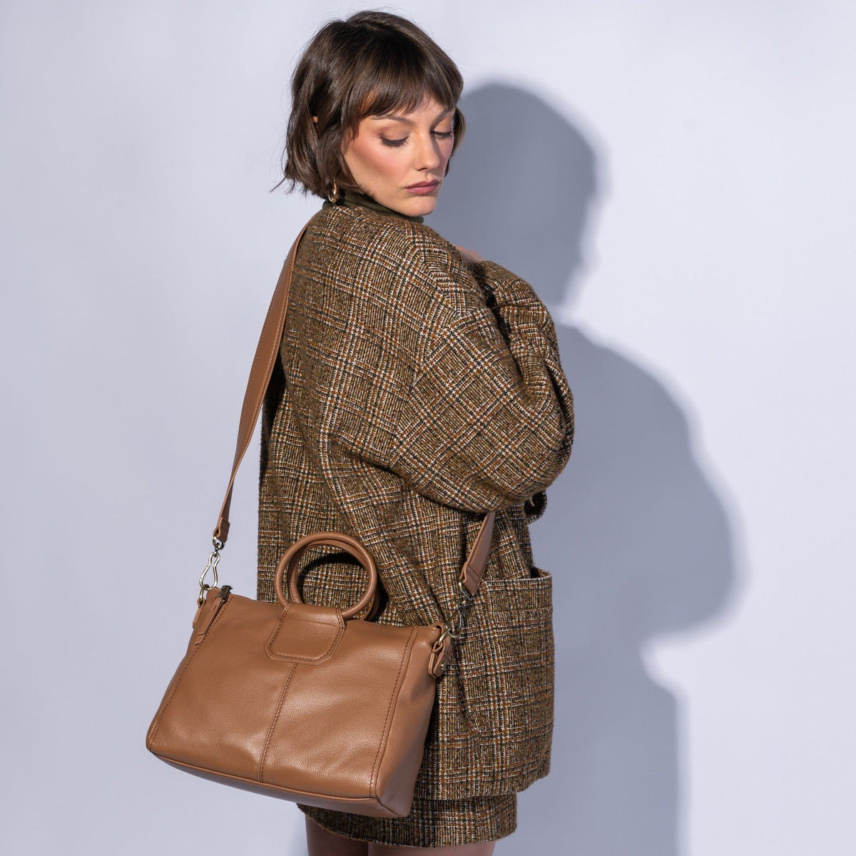 Sheila Medium Satchel In Pebbled Leather - Brown Sugar