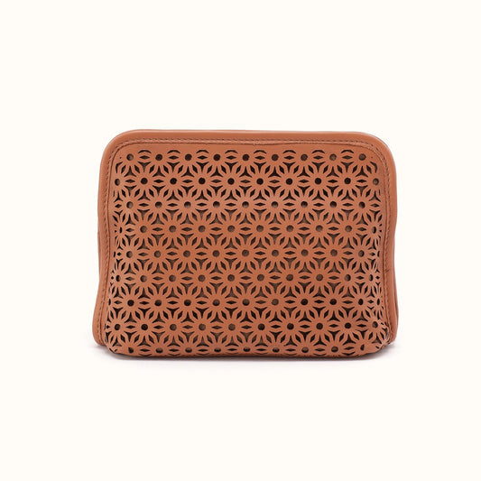 Beauty Cosmetic Pouch in Sun-Perf Leather - Canyon Petal