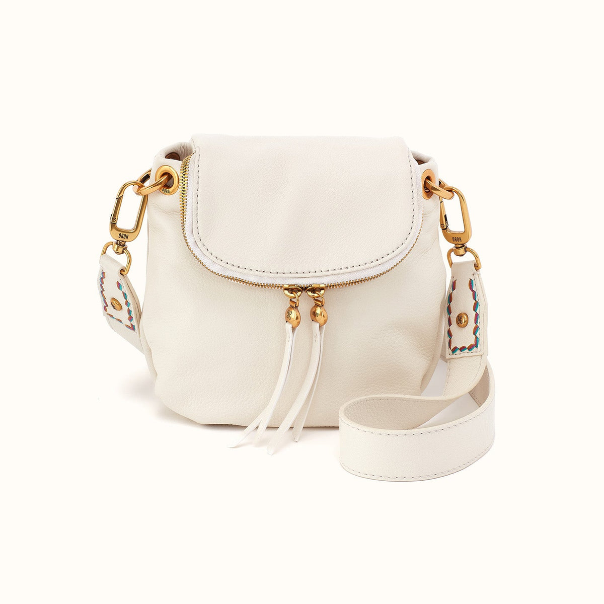 Fern Zip-Flap Crossbody in Pebbled Leather - Coastal Cloud