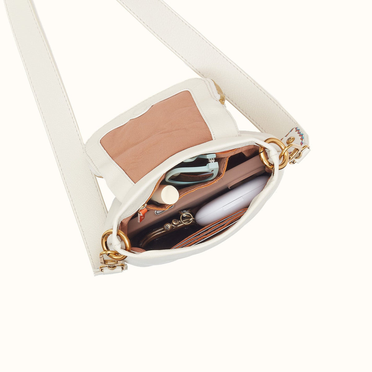 Fern Zip-Flap Crossbody in Pebbled Leather - Coastal Cloud