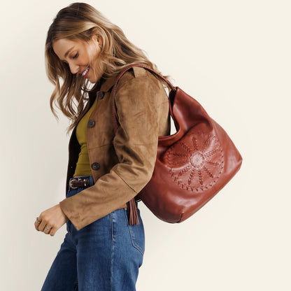 Harley Hobo In Washed Leather - Kindling Brown