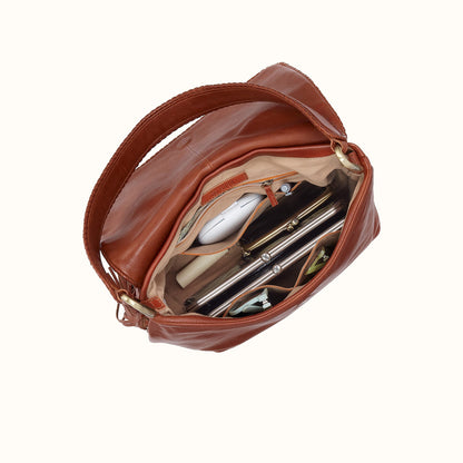 Harley Convertible Shoulder In Washed Leather - Kindling Brown