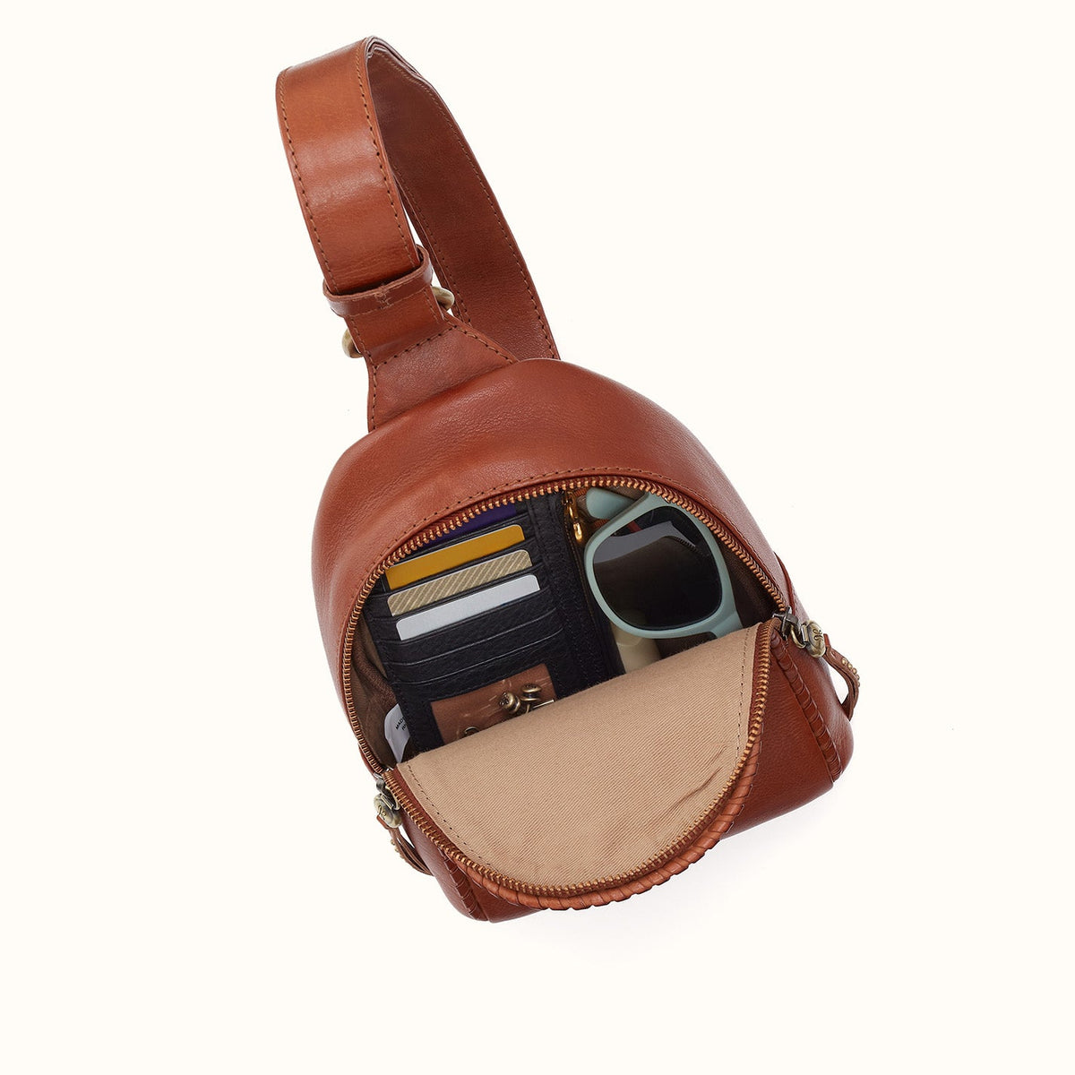 Fern Sling In Washed Leather - Kindling Brown