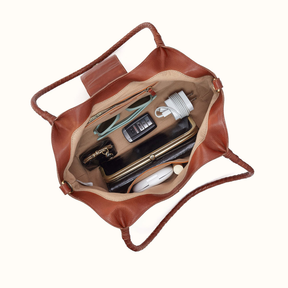 Foundery Small Tote In Washed Leather - Kindling Brown