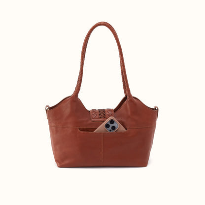 Foundery Small Tote In Washed Leather - Kindling Brown