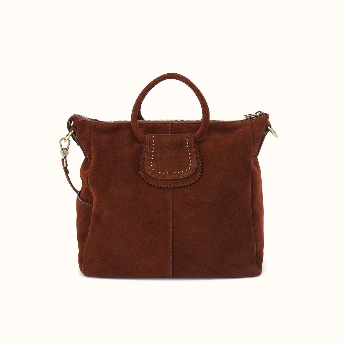 Sheila Large Satchel In Suede Leather - Chocolate