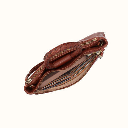Sable Crossbody In Washed Leather - Kindling Brown