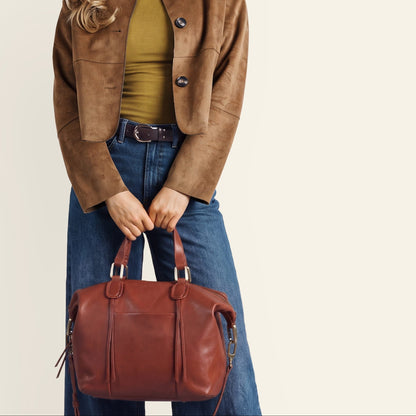 Harley Satchel In Washed Leather - Kindling Brown