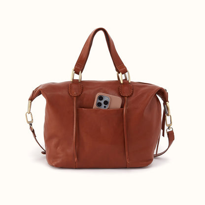 Harley Satchel In Washed Leather - Kindling Brown