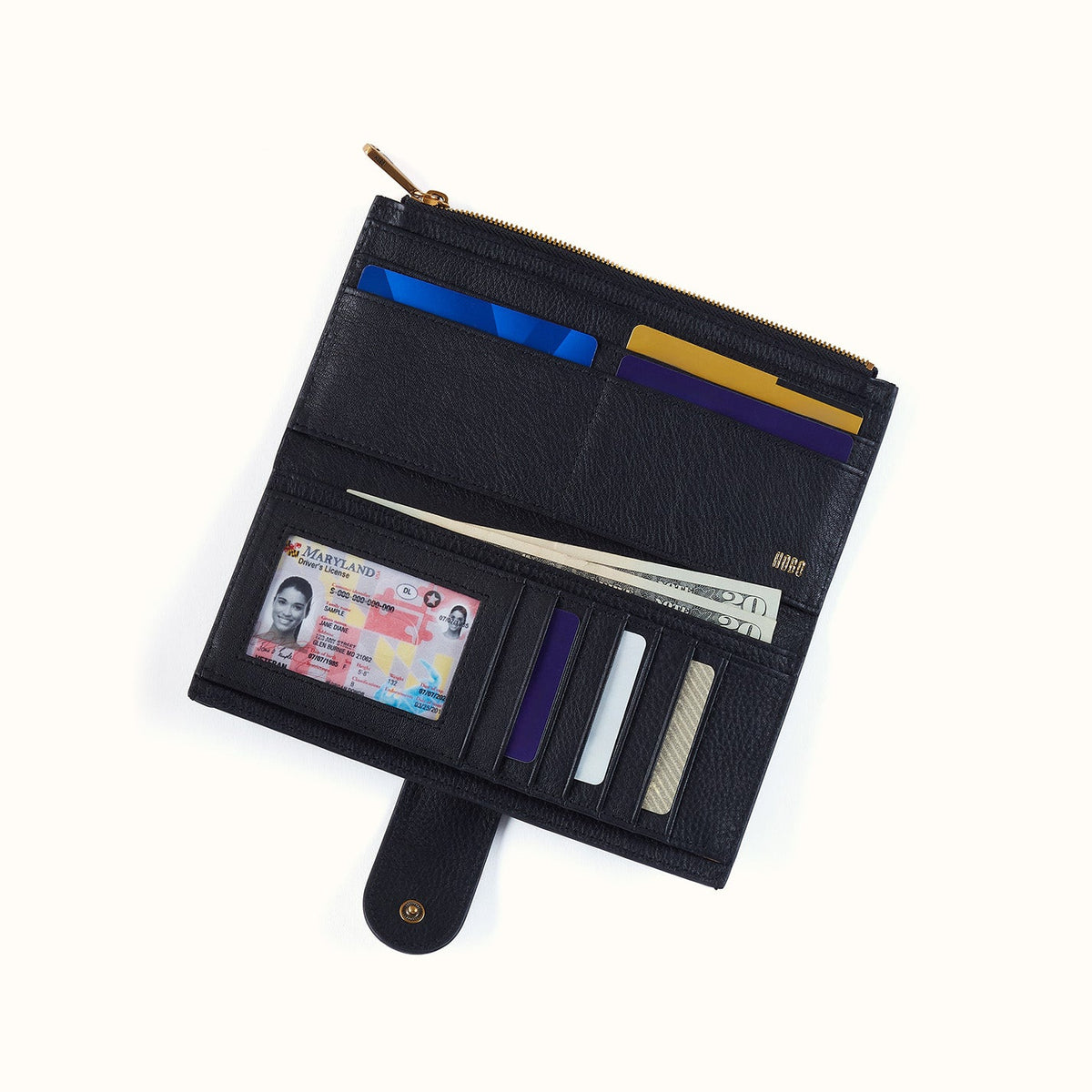 Dunn Continental Wallet In Pebbled Leather - Black
