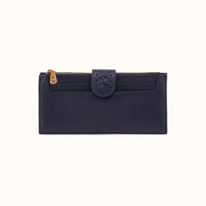 Dunn Continental Wallet In Pebbled Leather - Ink Navy
