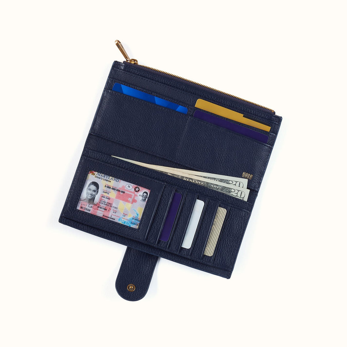Dunn Continental Wallet In Pebbled Leather - Ink Navy