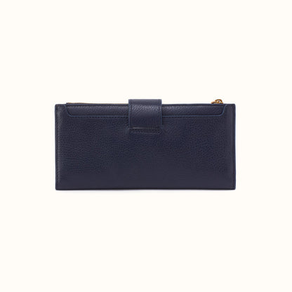 Dunn Continental Wallet In Pebbled Leather - Ink Navy