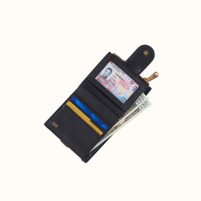 Dunn Mini Wallet In Pebbled Leather - Black