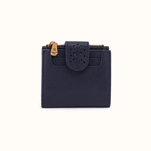 Dunn Mini Wallet In Pebbled Leather - Ink Navy