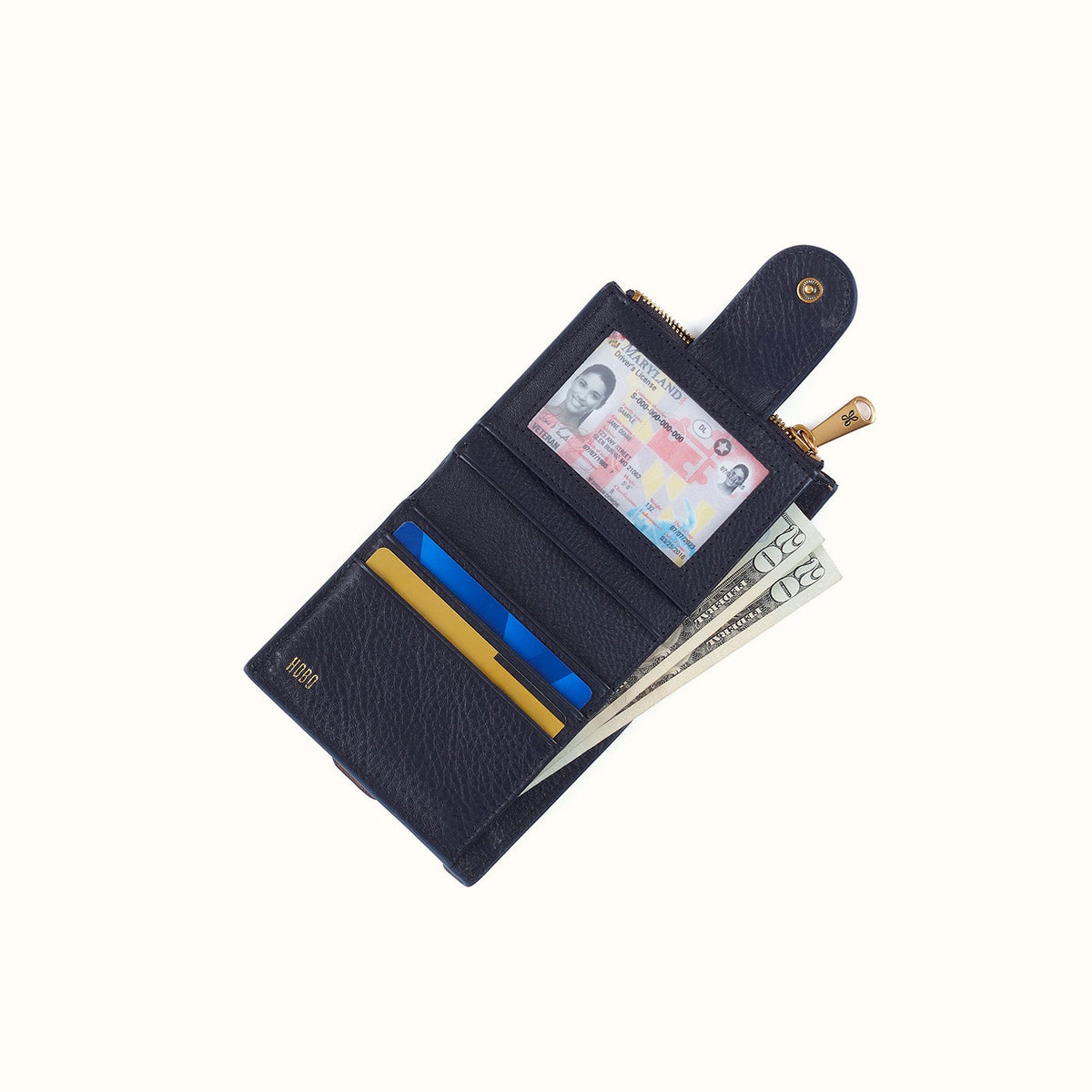 Dunn Mini Wallet In Pebbled Leather - Ink Navy