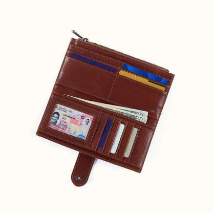 Dunn Continental Wallet In Polished Leather - Harvest Root