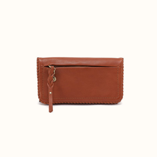 Lumen Continental Wallet In Washed Leather - Kindling Brown