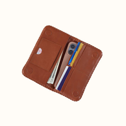 Lumen Continental Wallet In Washed Leather - Kindling Brown