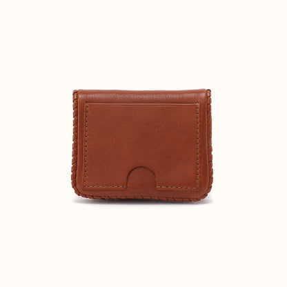 Lumen Mini Wallet In Washed Leather - Kindling Brown