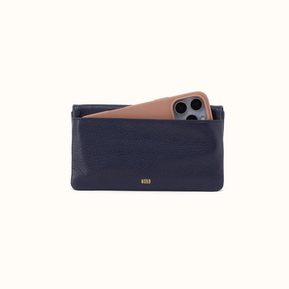 Lumen Continental Wallet In Pebbled Leather - Ink Navy