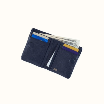 Lumen Mini Wallet In Pebbled Leather - Ink Navy