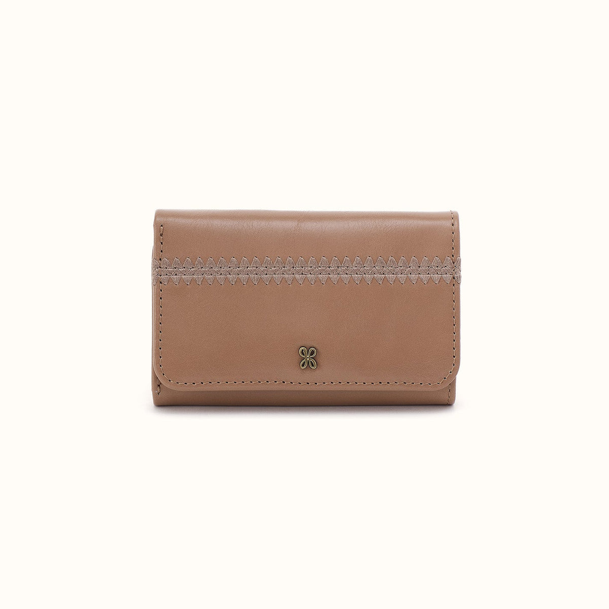 Jill Trifold Wallet In Polished Leather - Woodsmoke