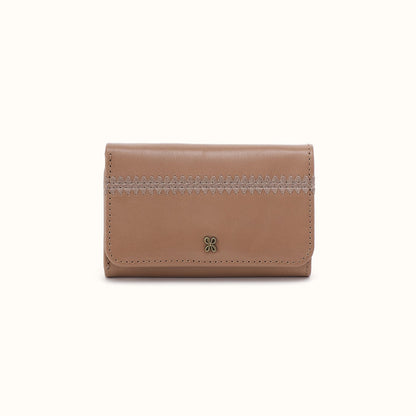 Jill Trifold Wallet In Polished Leather - Woodsmoke