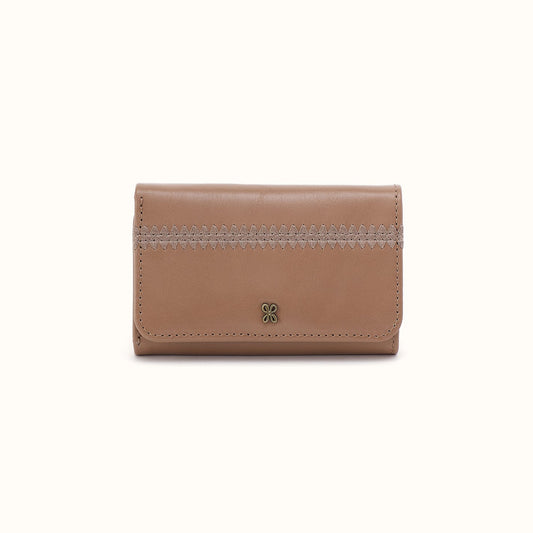 Jill Trifold Wallet In Polished Leather - Woodsmoke