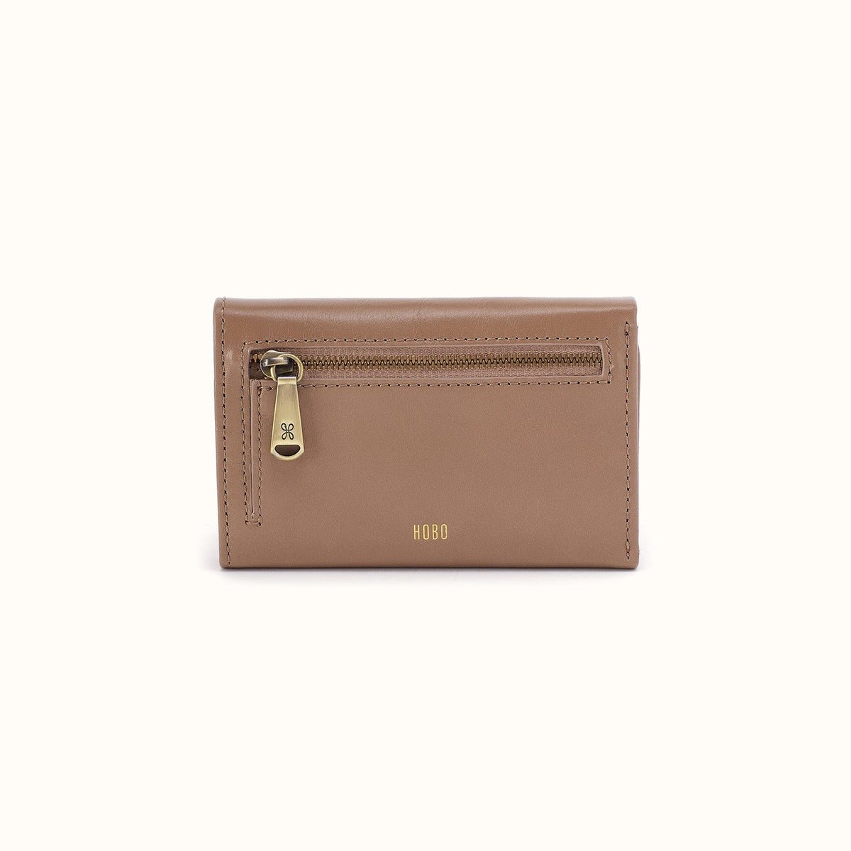 Jill Trifold Wallet In Polished Leather - Woodsmoke