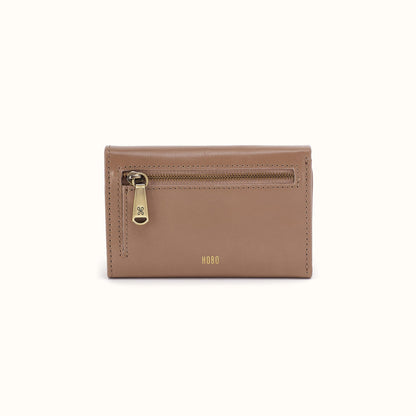 Jill Trifold Wallet In Polished Leather - Woodsmoke