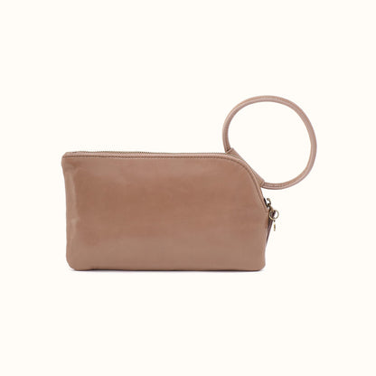 Sable Wristlet In Polished Leather - Woodsmoke