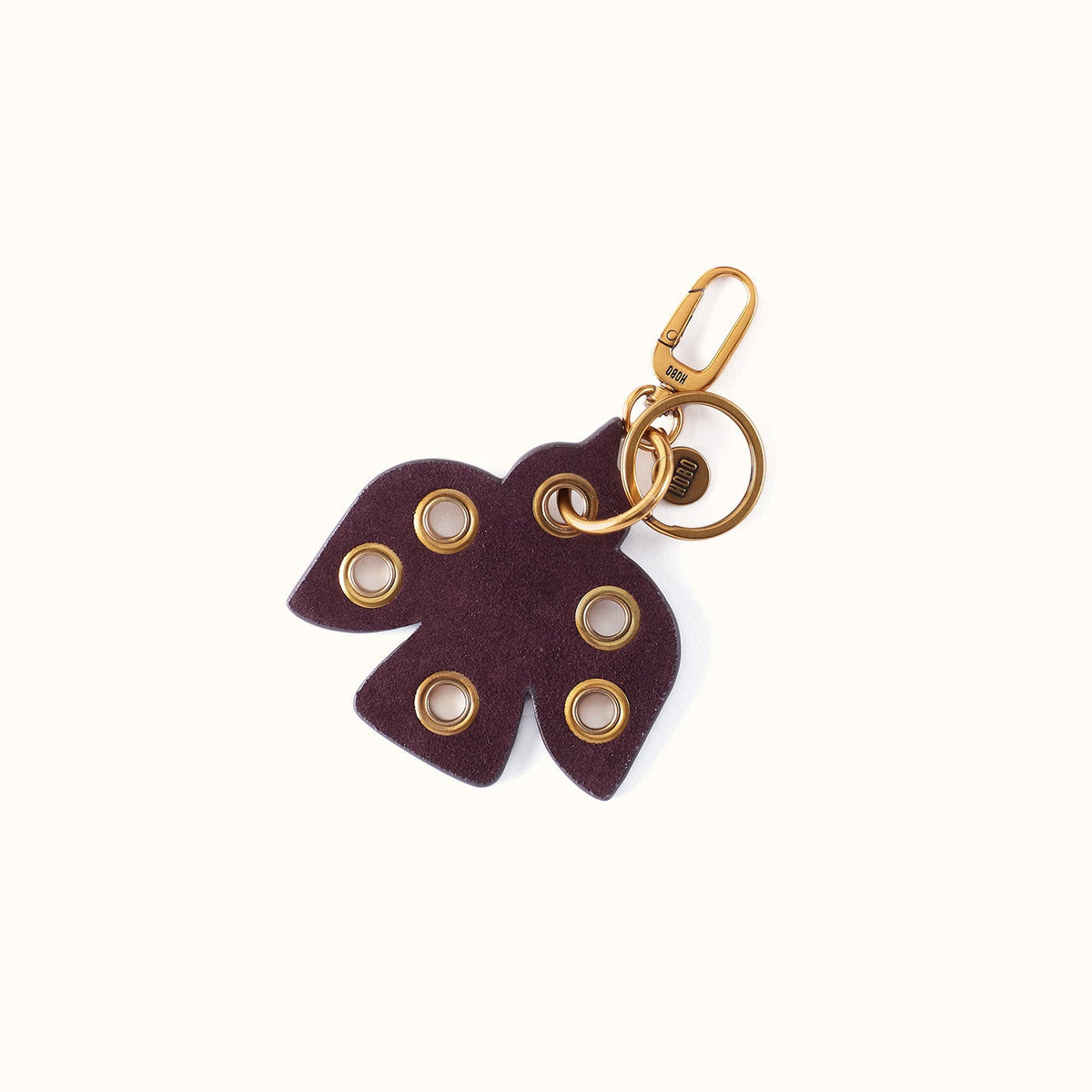 Dove Eyelet Keychain In Suede Leather - Dark Cherry