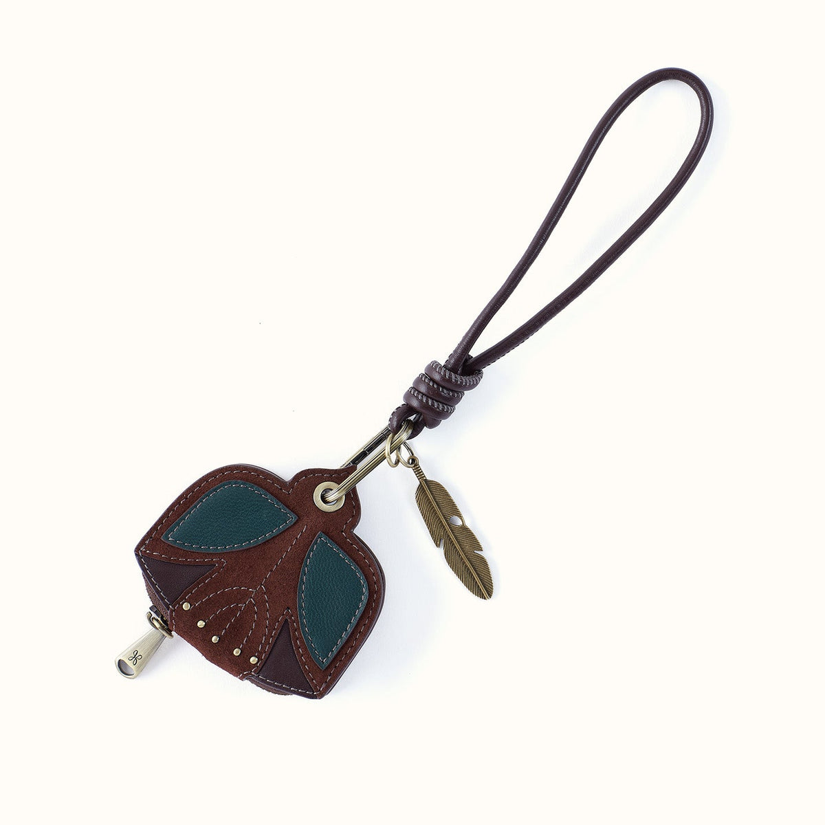 Bird Clip Pouch In Suede Leather - Chocolate