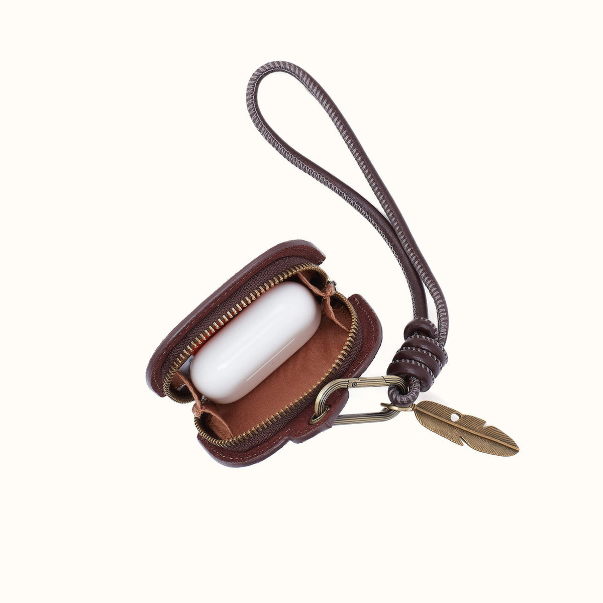 Bird Clip Pouch In Suede Leather - Chocolate