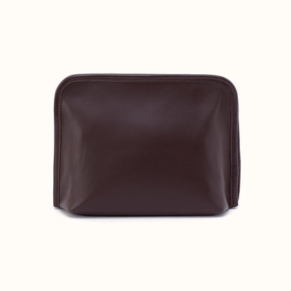 Beauty Cosmetic Pouch In Suede Leather - Dark Cherry