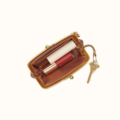Cheer Frame Pouch In Pebbled Leather - Timber Brown