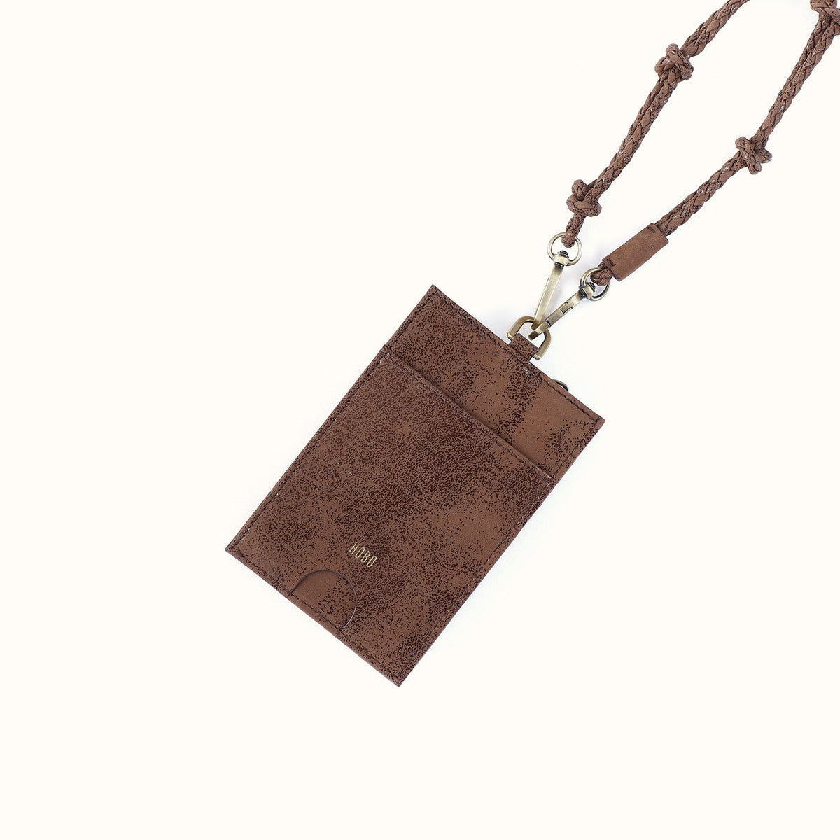 Around Town Lanyard In Buffed Leather - Mocha