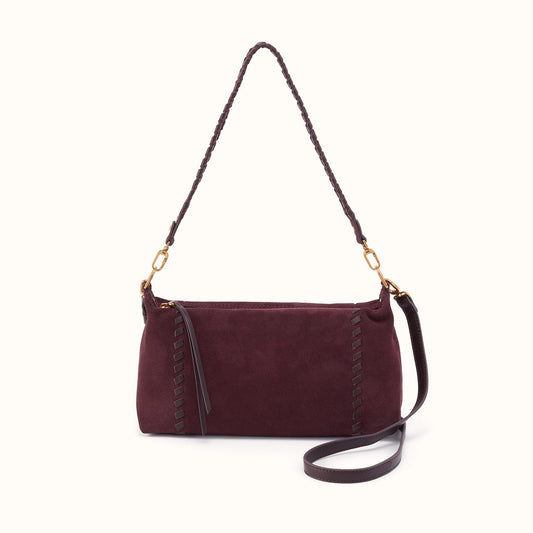 Darcy Shoulder In Suede Leather - Dark Cherry