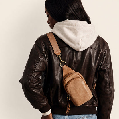 Fern Small Sling In Buffed Leather - Whiskey