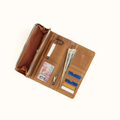Rachel Continental Wallet In Buffed Leather - Whiskey