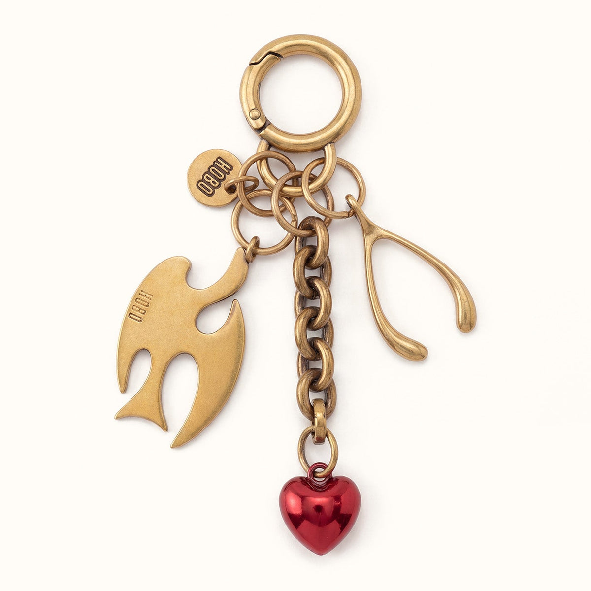 Metal Dove Love Bag Charm - Gold