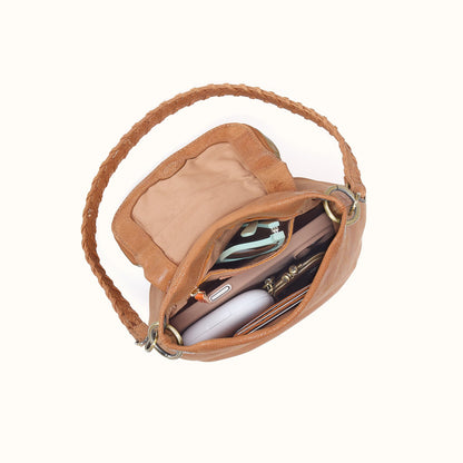 Fern Zip-Flap Crossbody In Buffed Leather - Whiskey