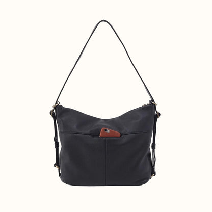 Emily Convertible Backpack in Pebbled Leather - Black