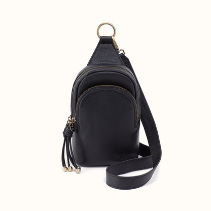 Cass Small Sling In Pebbled Leather - Black