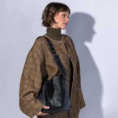 Render Shoulder Bag In Pebbled Leather - Black